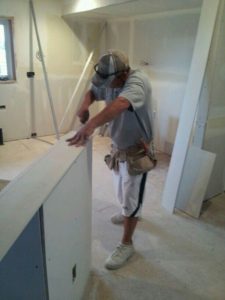 Kitchen remodel drywall installation